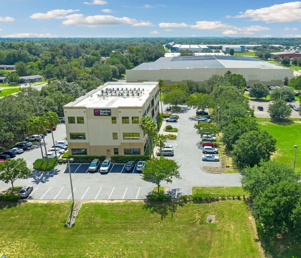 Drone picture of sky view of commercial property